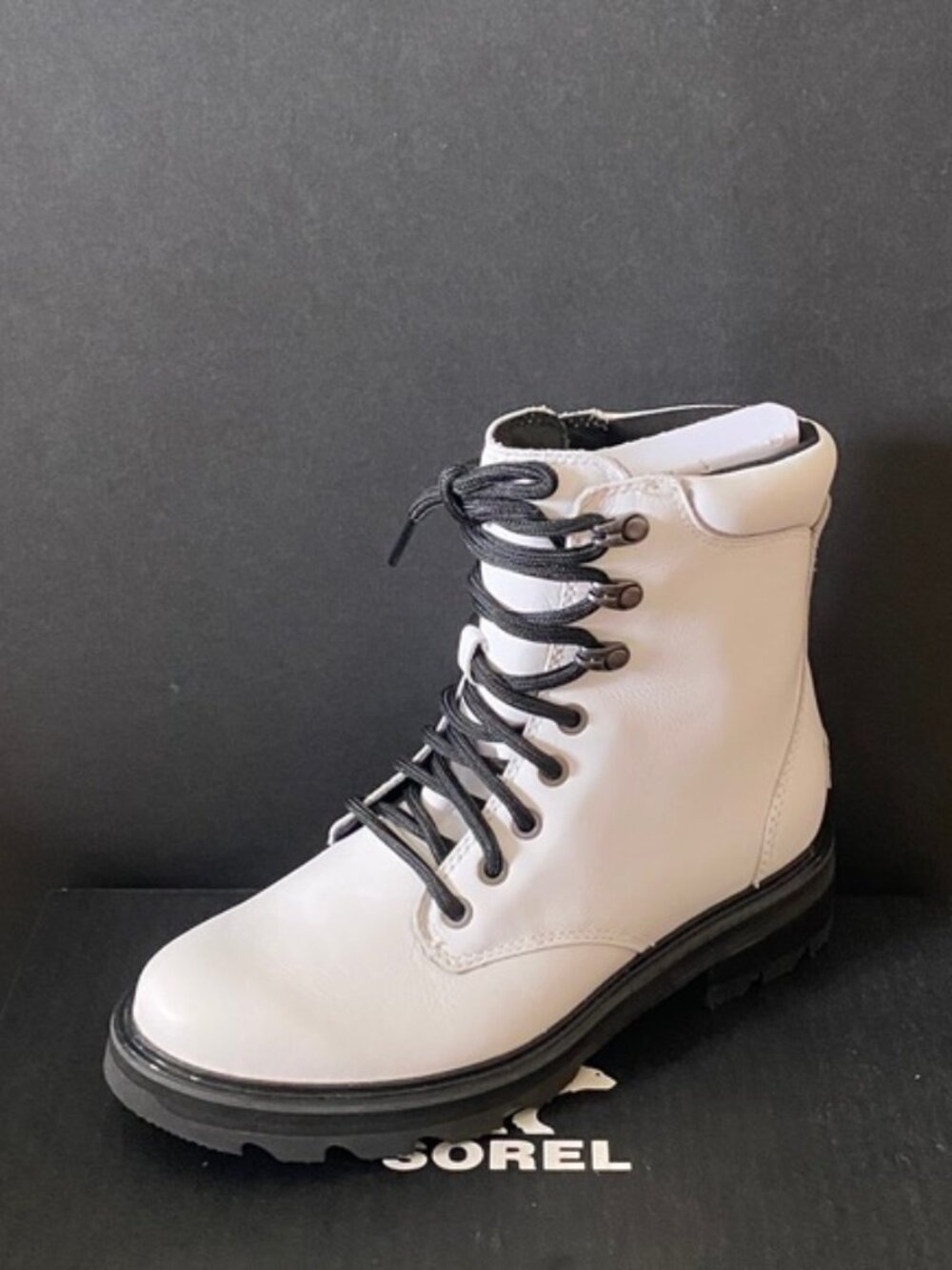 Sorel Lennox White Lace Leather Waterproof Ankle Short Boots Bootie Shoes NEW